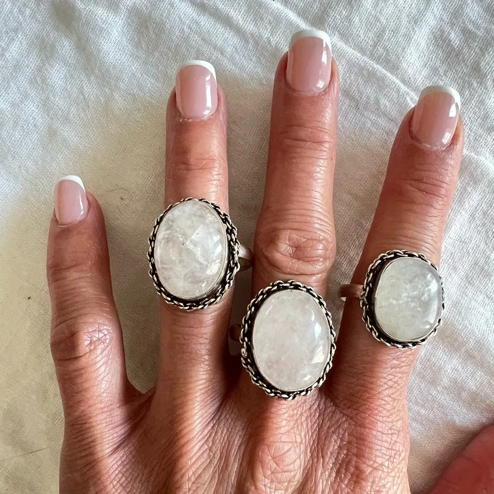 925 POWER STONE Clear Quartz Ring Sz 11